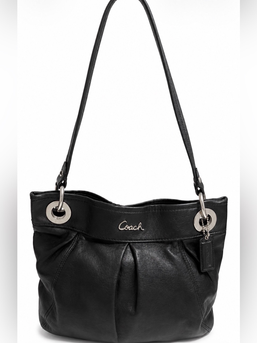 Coach Authentic Black Soft Leather Shoulder Tote with Silver Hardware - Picture 9 of 9